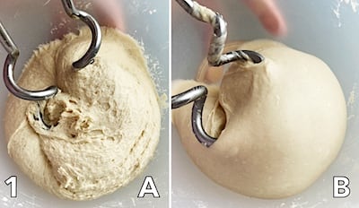 🥐 Kneading the dough. A) poor kneading, B) well kneaded dough