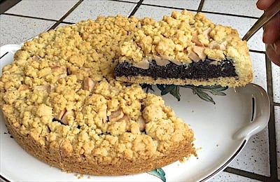 🍰 Gâteau de streusel au pavot et poires